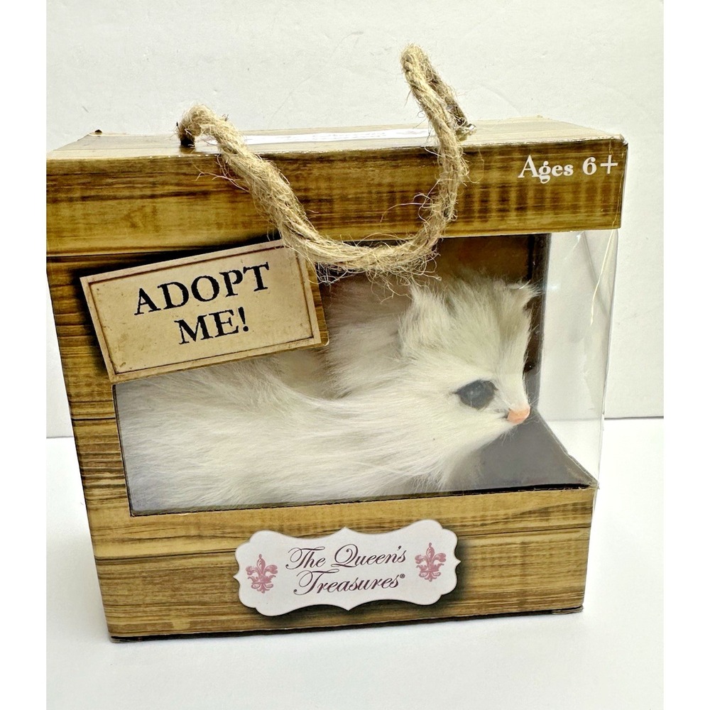 The Queens Treasures White Kitty Cat Plush Figure Blue Eyes Realistic